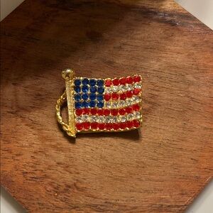Gold American Flag Brooch